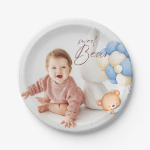 Assiettes En Carton Woodland Bear Boy 1er Anniversaire Party Pastel Ph