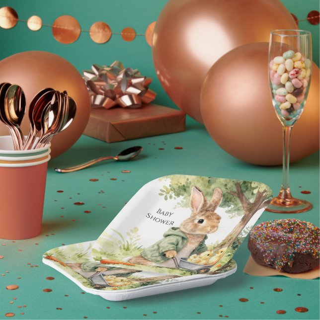 Assiettes En Carton Woodland Bunny Baby Shower (Multi)