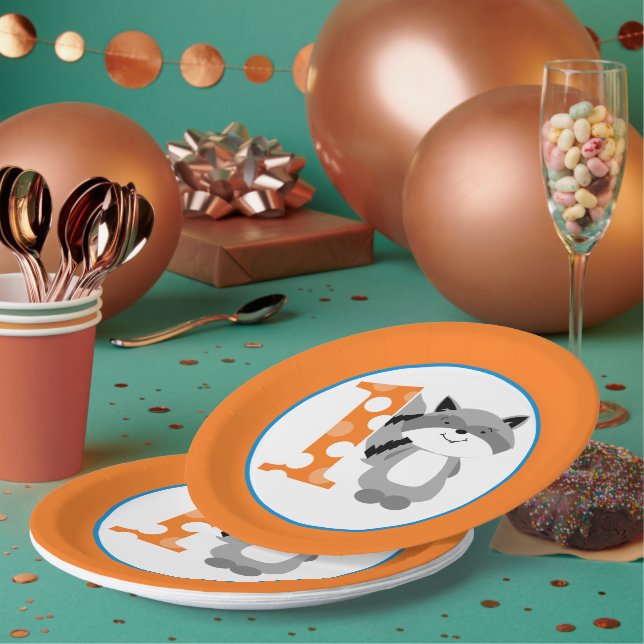 Assiettes En Carton Woodland Raccoon 1er Birthday Boy Party Plate (Multi)
