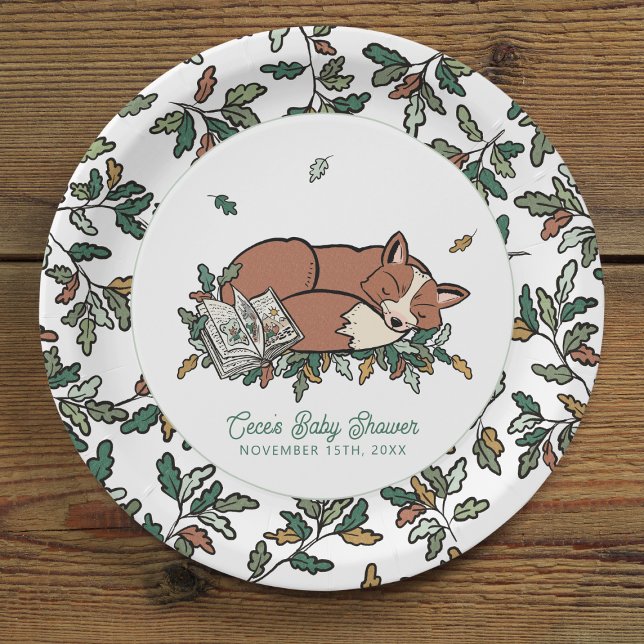 Assiettes En Carton Woodland Storybook Fall Fox Baby shower (Woodland Storybook Baby Shower Paper Plates)