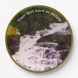 Assiettes En Carton Woodland Waterfall Nature Art Personnalisé Party