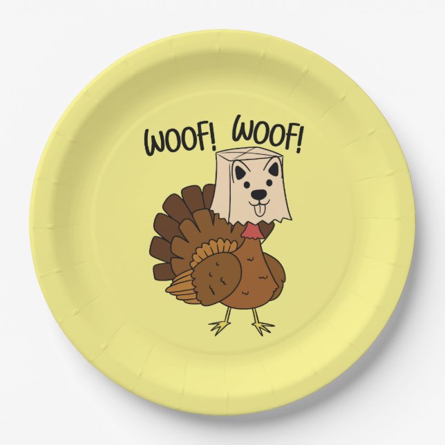 Assiettes En Carton Woof Woof Drôle Thanksgiving diner (Devant)