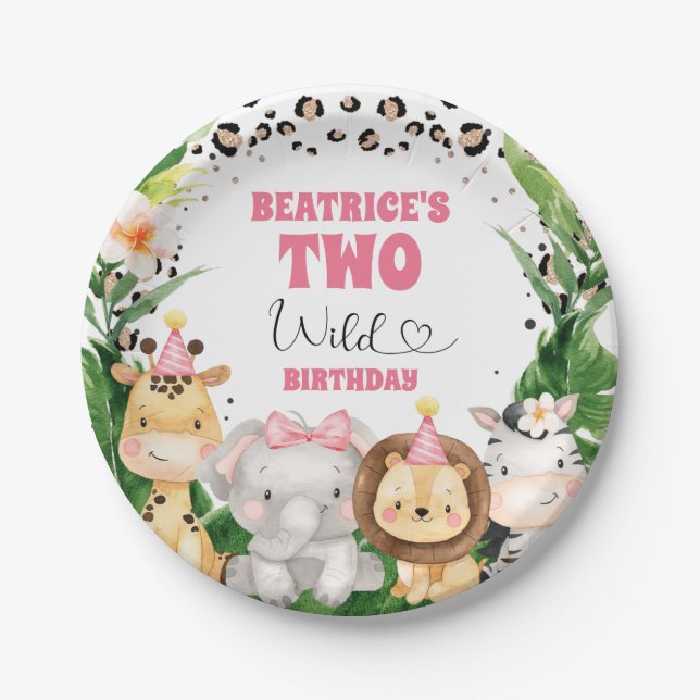 Assiettes En Carton Wreath Cheetah Print Safari Anniversaire Party (Devant)