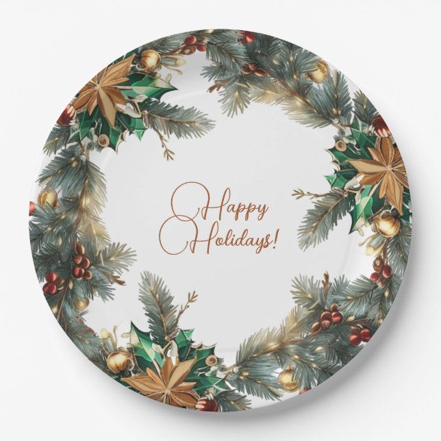 Assiettes En Carton Wreath de Noël (Devant)