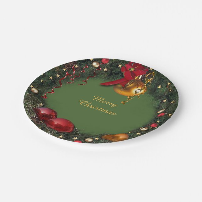 Assiettes En Carton Wreath de Noël (Angle)