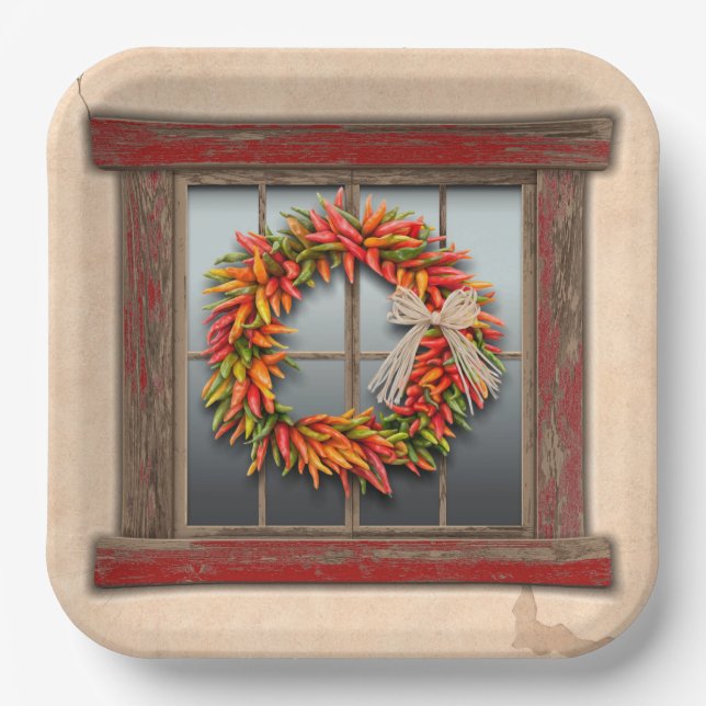 Assiettes En Carton Wreath du sud-ouest du Chili sur une fenêtre en bo (Recto)