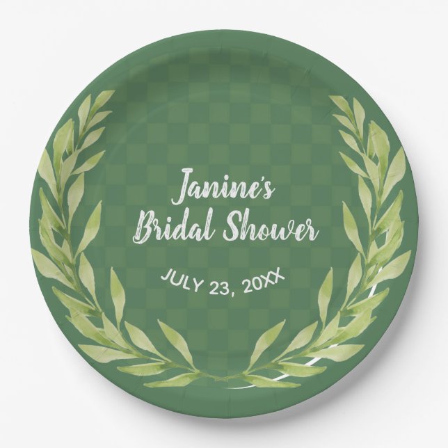 Assiettes En Carton Wreath vert moderne personnalisable