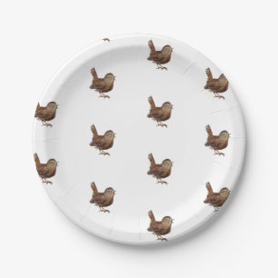 Assiettes En Carton Wren Bird chante bruyante et belle chanson
