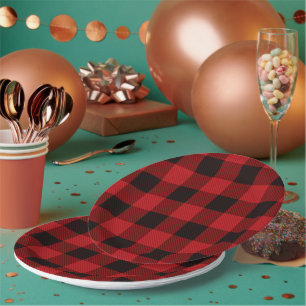 Assiettes En Carton Xmas Rustique Joyau de Lumberjack Rouge Buffalo Pl