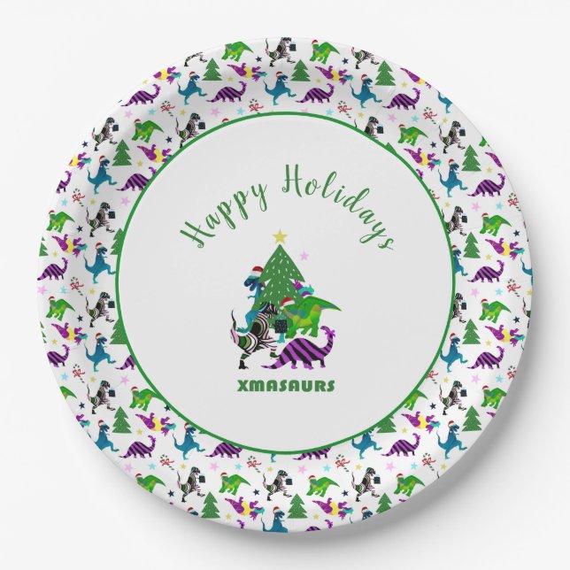 Assiettes En Carton Xmasaures (Devant)