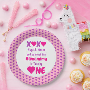 Assiettes En Carton XOXO Embrasse et embrasse 1er anniversaire