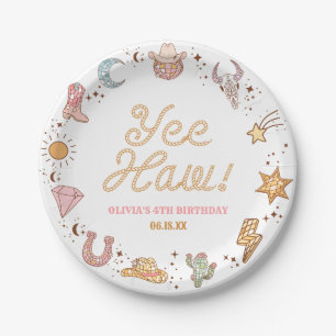 Assiettes En Carton Yee Haw ! Western Disco Cowgirl fête d'anniversair