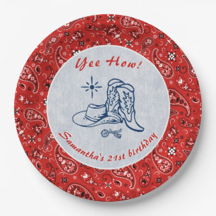 Assiettes En Carton Yee How Western Paisley Denim Blue Jeans Anniversa
