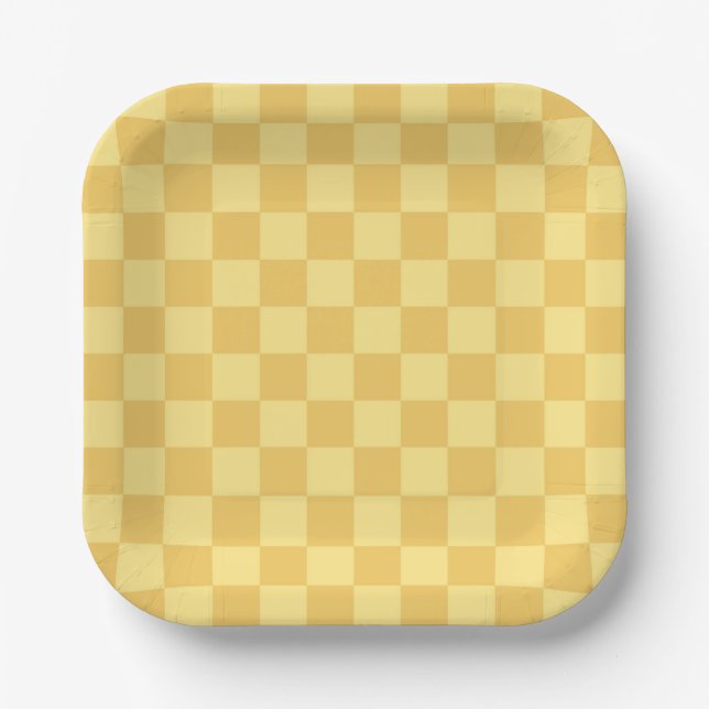 Assiettes En Carton Yellow Checkerboard Pattern (Recto)