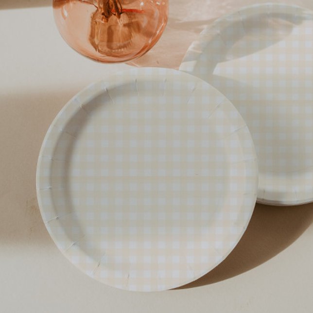 Assiettes En Carton Yellow Gingham Plaid Baby Shower (Créateur téléchargé)