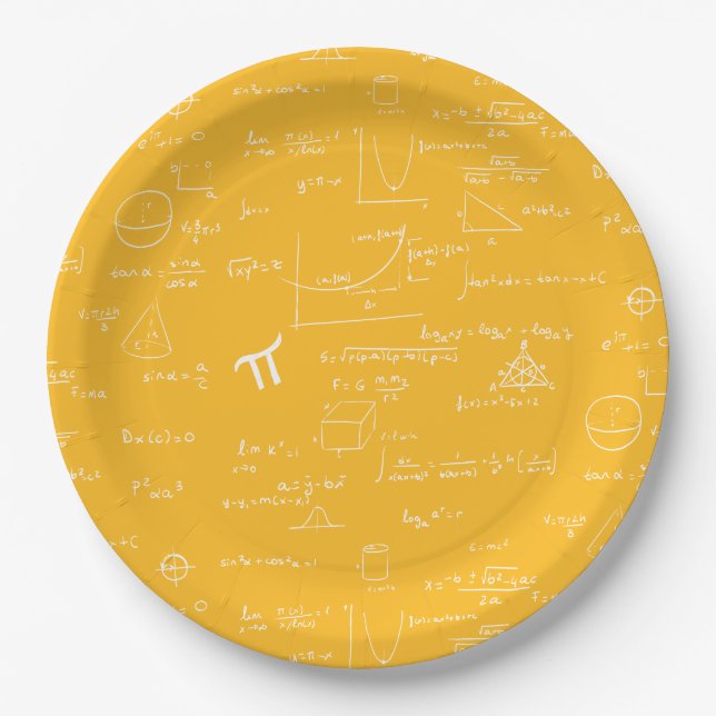 Assiettes En Carton Yellow White Math Equations Graphics Graduation (Devant)