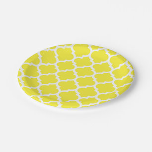 Assiettes En Carton Yellow White Moroccan Quatrefoil Pattern #5
