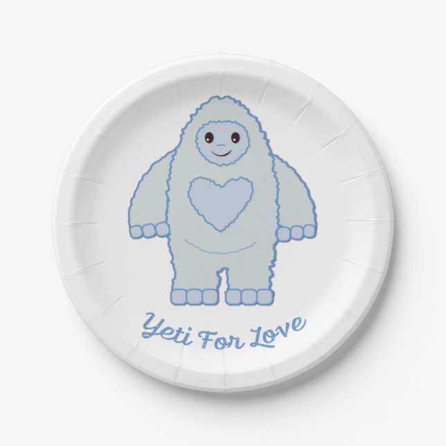 Assiettes En Carton Yéti pour l'amour (Devant)