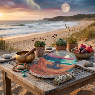 Assiettes En Carton Yoga de méditation paisible clair de lune ciel océ