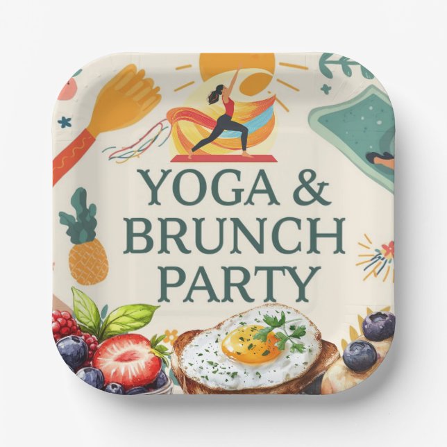 Assiettes En Carton Yoga et Brunch Party (Recto)