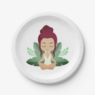 Assiettes En Carton Yoga Girl calme bien-être réconfortant esprit art