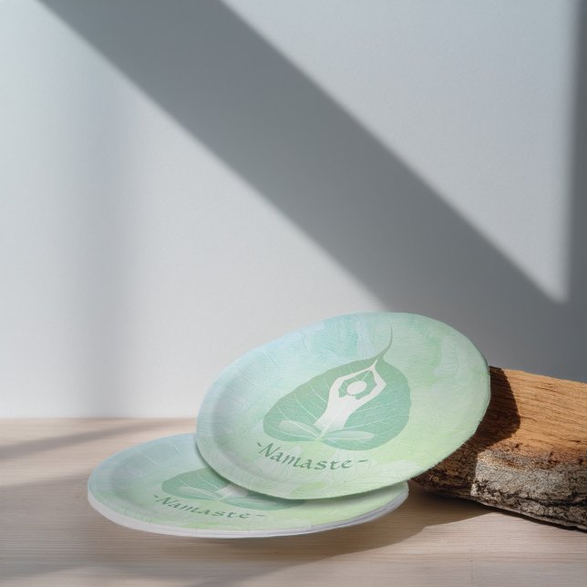 Assiettes En Carton Yoga Instructeur Studio Méditation Pose Bodhi Leaf (Créateur téléchargé)
