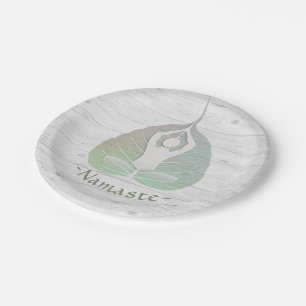 Assiettes En Carton Yoga Instructeur Studio Méditation Pose Bodhi Leaf