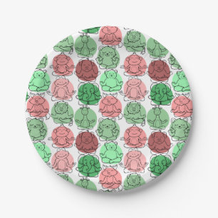 Assiettes En Carton Yoga pose motif   Yoga sans couture motif 18