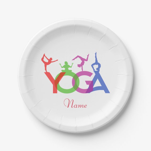 Assiettes En Carton Yoga Poses Silhouettes Thunder_Cove (Devant)