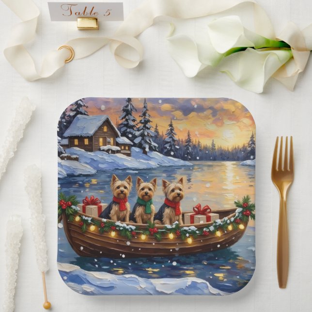 Assiettes En Carton Yorkipoo Christmas Boat Holiday (Mariage)