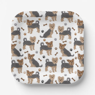 Assiettes En Carton Yorkshire Terrier Paws et Bones Yorkie Chien