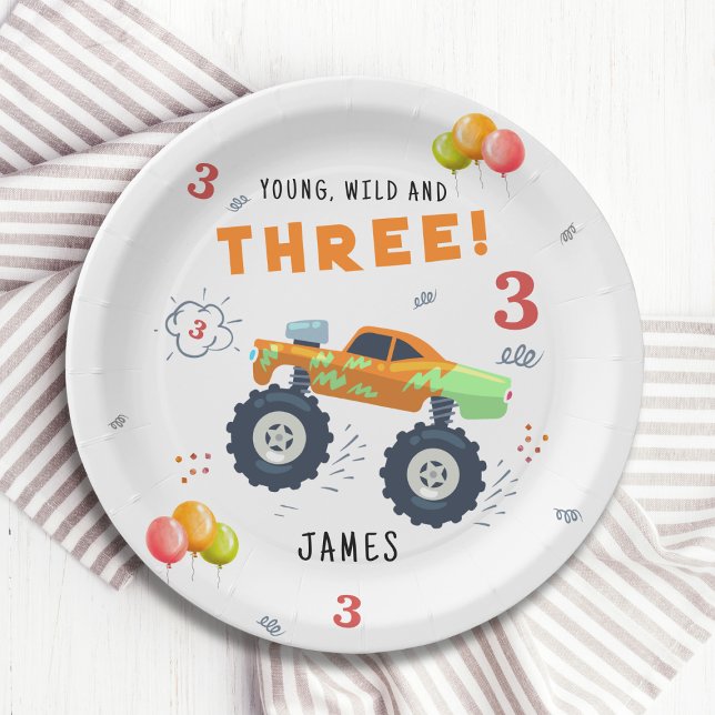 Assiettes En Carton Young Wild Et Trois 3E Voiture Monster Enfants Ann (Créateur téléchargé)