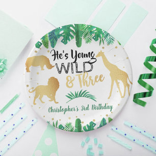 Assiettes En Carton Young Wild & Three Boys Troisième anniversaire