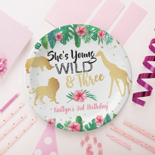 Assiettes En Carton Young Wild & Three Girls Troisième anniversaire
