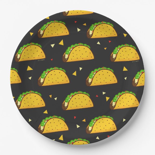 Assiettes En Carton Yummy Taco Motif (Devant)