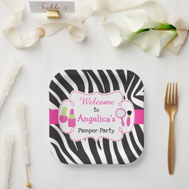 Assiettes En Carton Zebra imprimé anniversaire Pamper Party (Mariage)