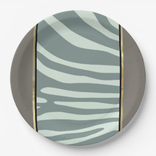 Assiettes En Carton Zebra menthe vert, noir et crème