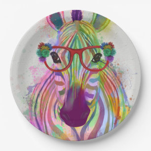 Assiettes En Carton Zebra Rainbow Splash