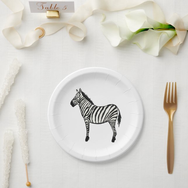 Assiettes En Carton Zebra Safari joyeuses Plaques de fête d'anniversai (Mariage)