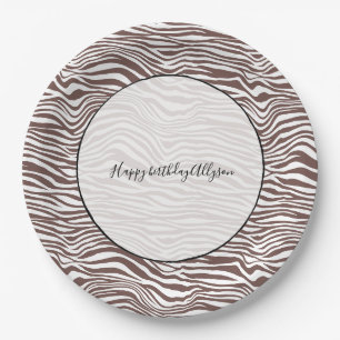 Assiettes En Carton Zèbre animal Brown Imprimer les bandes
