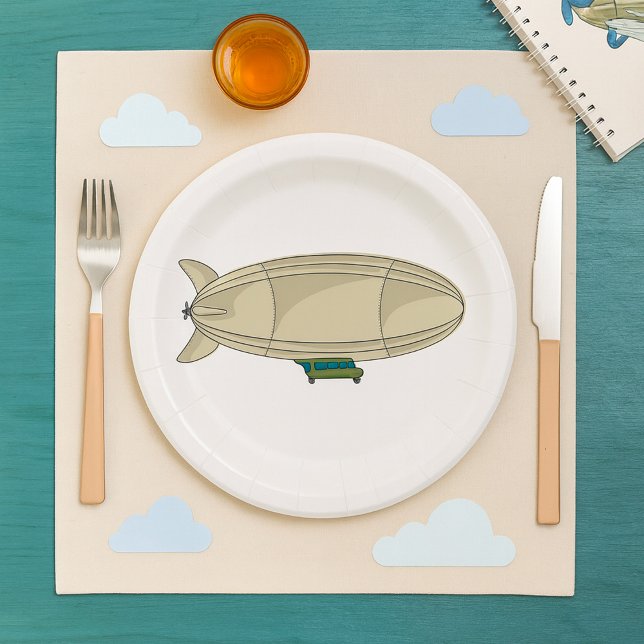 Assiettes En Carton Zeppelin dirigeable Rétro Sci-Fi Blimp (Créateur téléchargé)