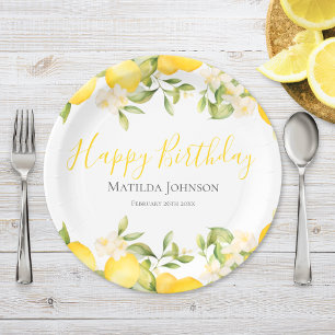 Assiettes En Carton Zesty Lemons Fun Jaune fête d'anniversaire