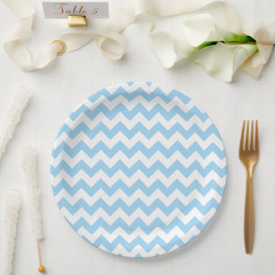 Assiettes En Carton Zigzag bleu, Chevron bleu, Motif géométrique