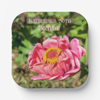 Assiettes En Carton Zinnia rose avec Centre jaune