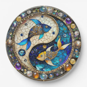 Assiettes En Carton Zodiac - Poissons de poisson Yin et Yang