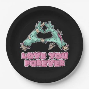 Assiettes En Carton Zombie Classic - Squelette Coeur Et Mains