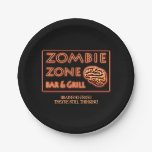 Assiettes En Carton Zombie Zone Cerveaux si frais qu'ils pensent encor