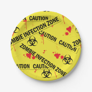 Assiettes En Carton Zombie zone d'infection Caution bande sang fileté