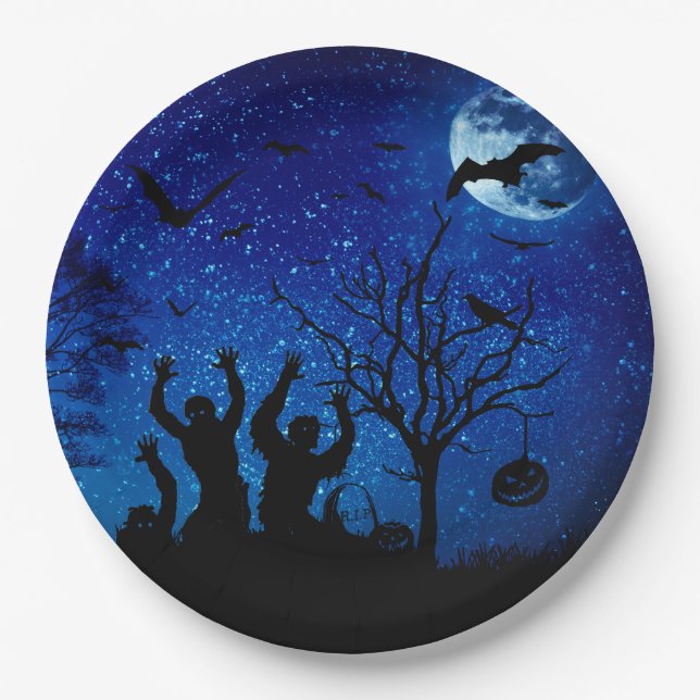 Assiettes En Carton Zombies 2 Plaques papier personnalisées 9" (Devant)