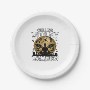 Assiettes En Carton Zombies glaçants Halloween Démon ailé Lune Tombe